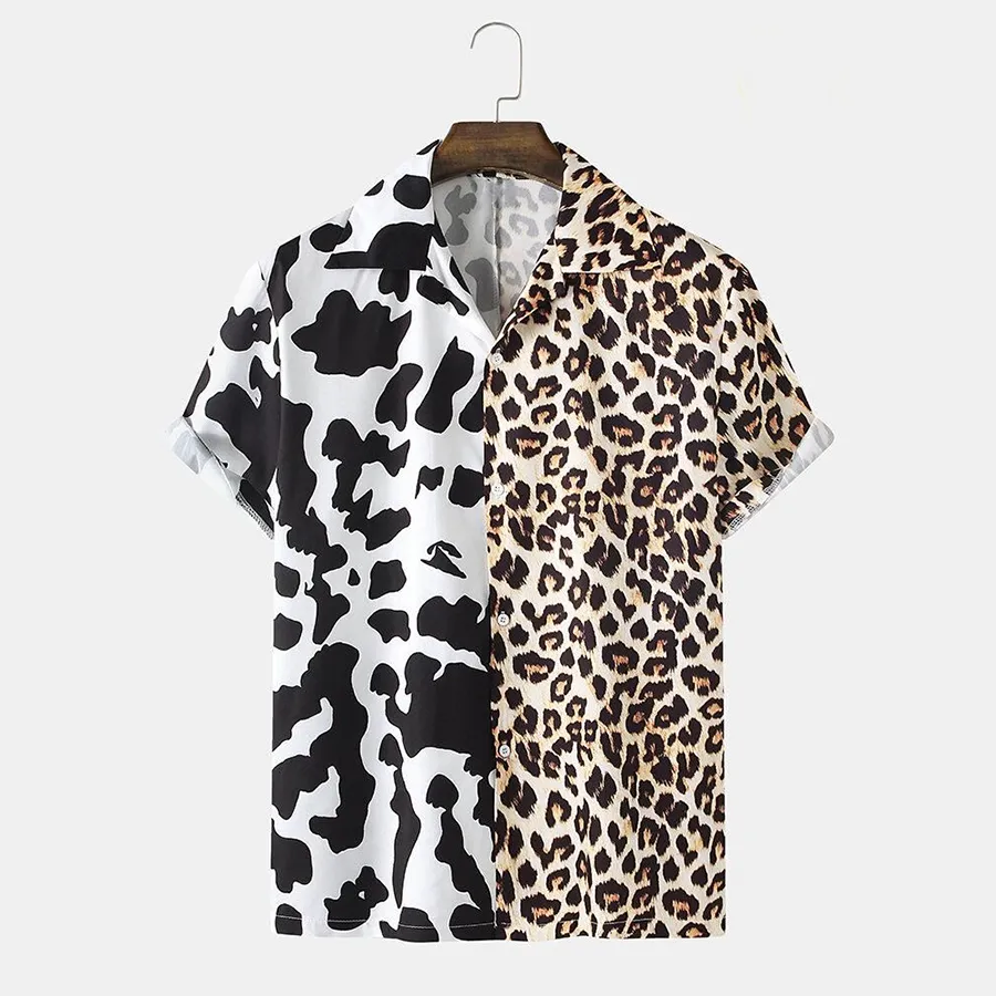 Leopard & Cow Pattern Hawaiian shirt, cow Hawaii Shirt