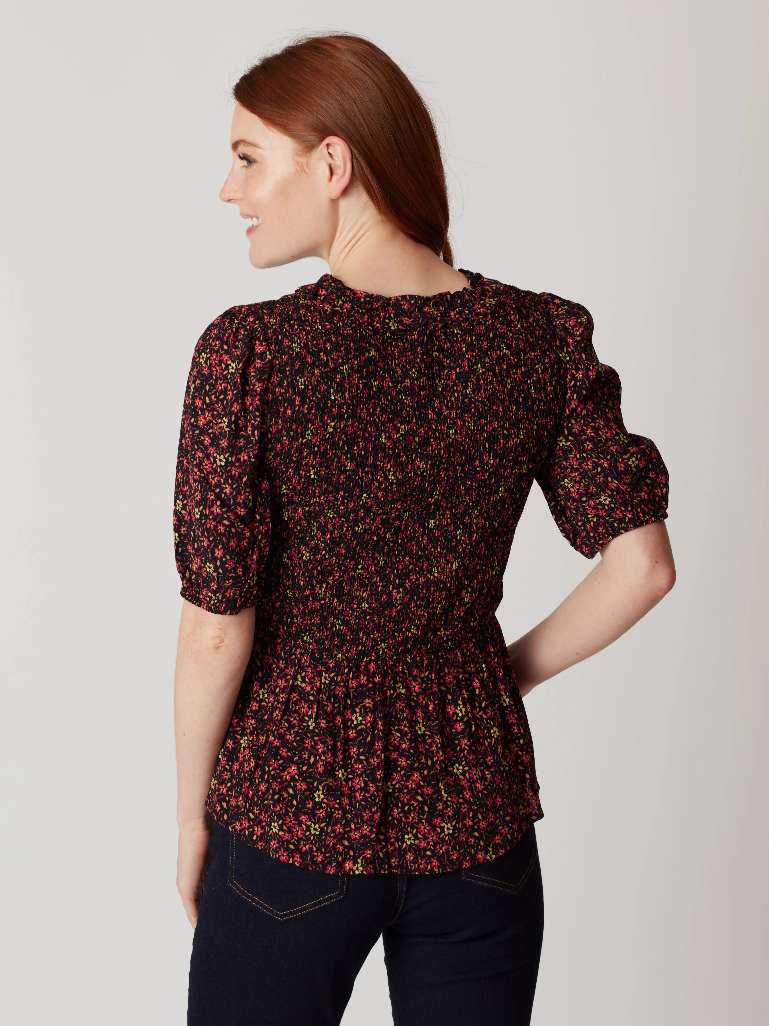 Libby Crepe Short Sleeve Blouse