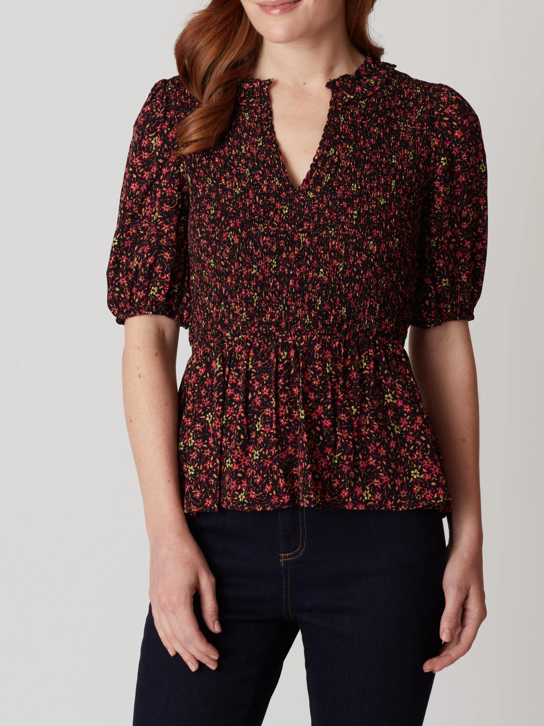 Libby Crepe Short Sleeve Blouse