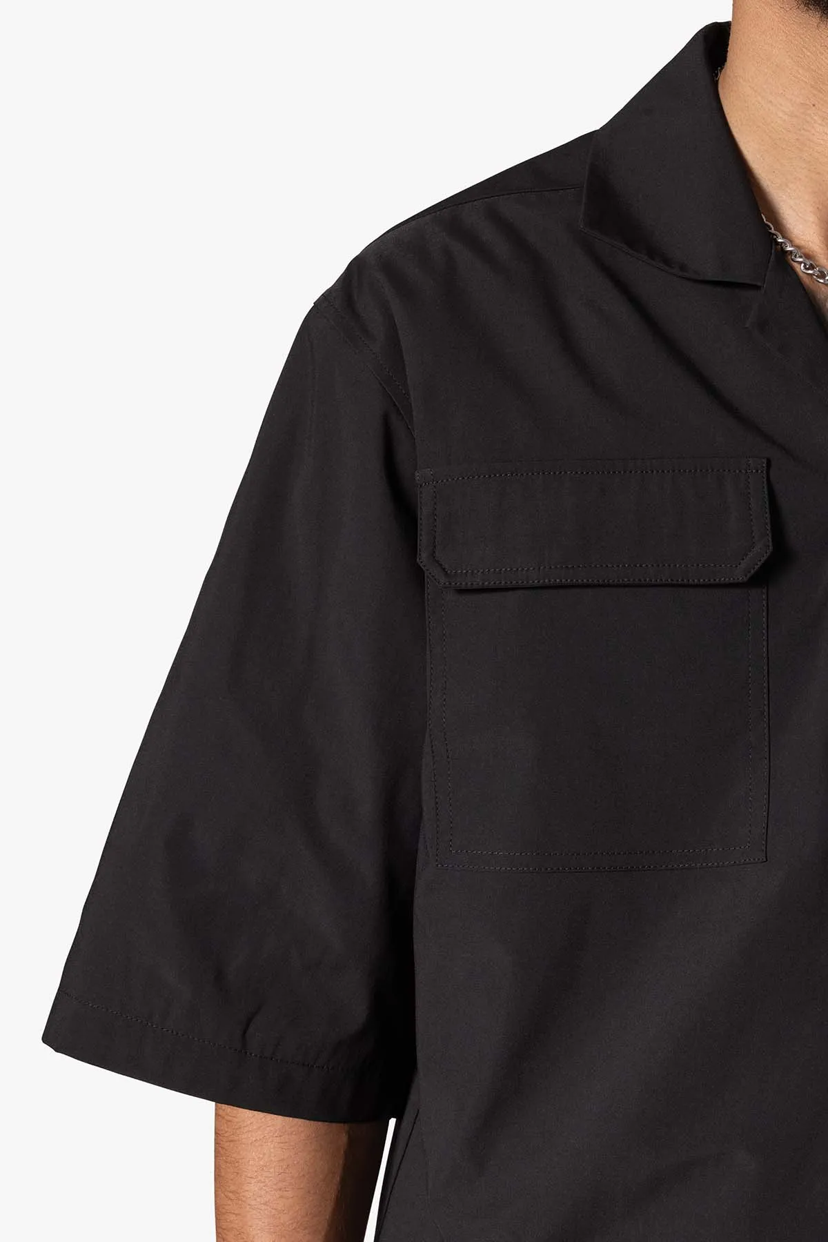 Lined Woven Nylon Shirt - Black