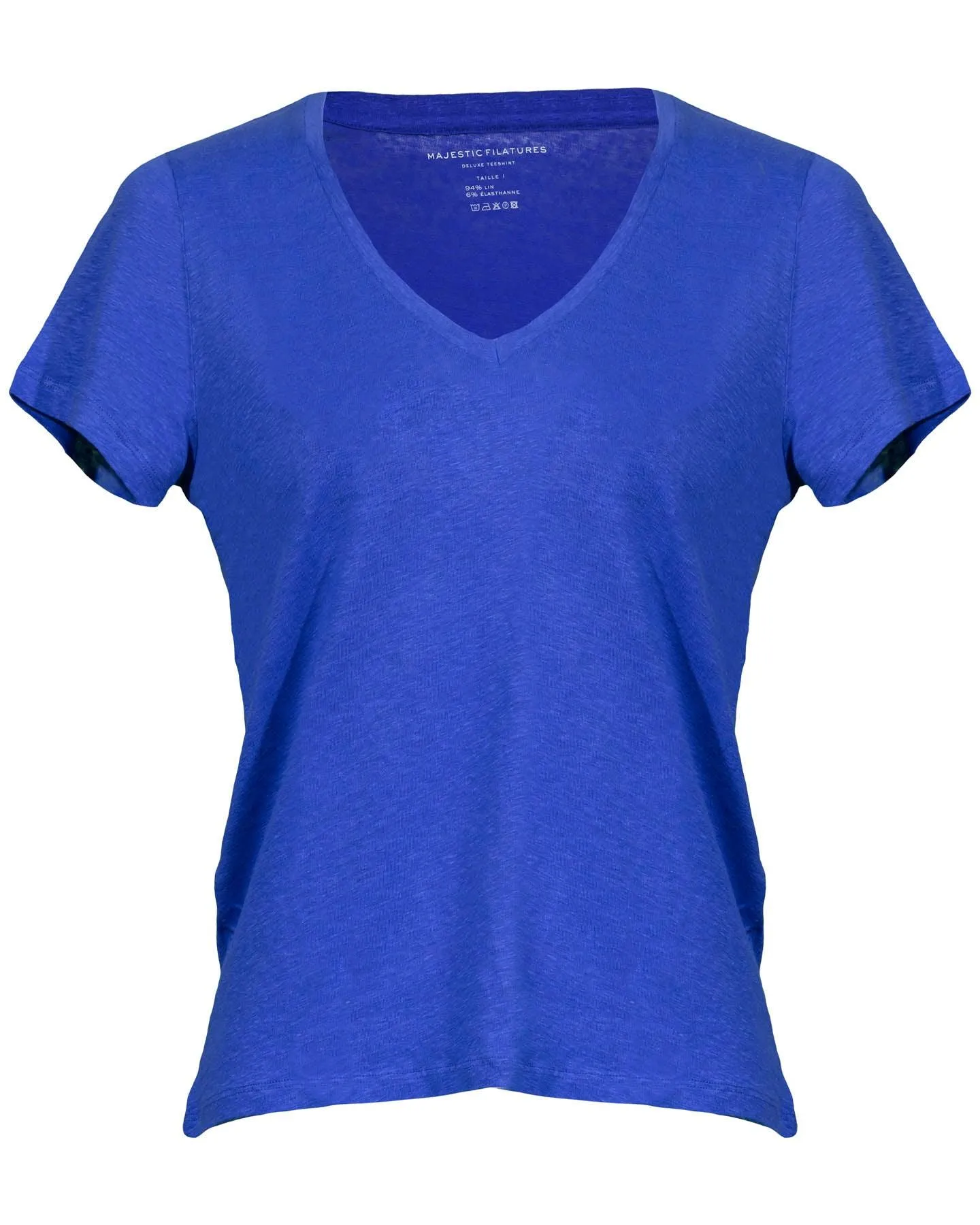 Linen Stretch Short Sleeve V-Neck Tee