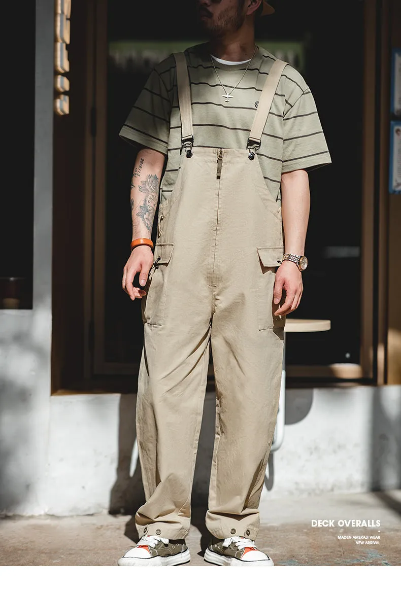 Maden Men Jumpsuits Baggy Suspender Pants Fashion Multi-pockets Overalls Loose Trousers Bib Pants Pocket Oversized jeans