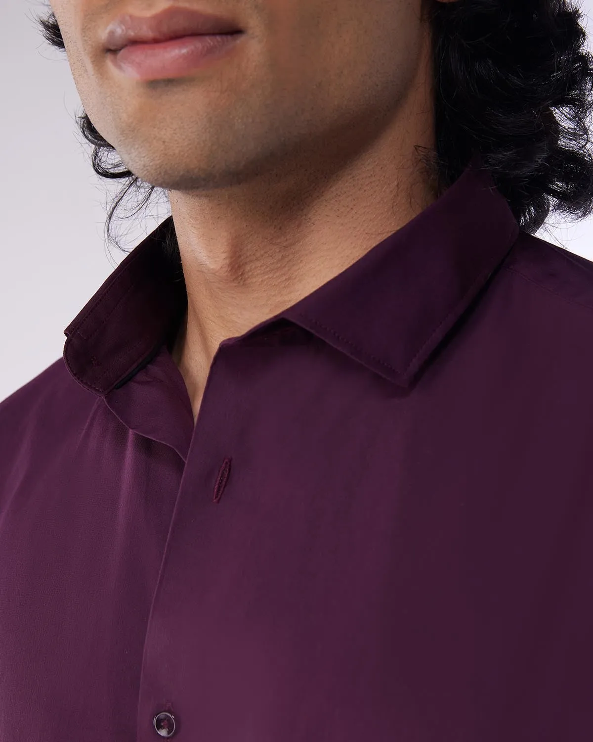 Maroon Stretch Poplin Shirt