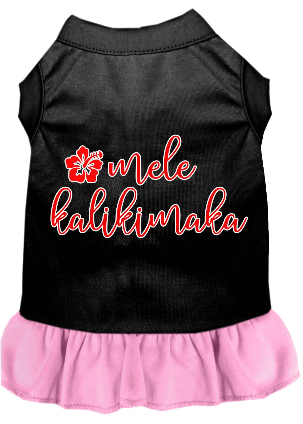 Mele Kalikimaka Screen Print Dog Dress Black With Light Pink Xl