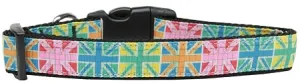 Multi-color Uk Flag Nylon Dog Collar Sm