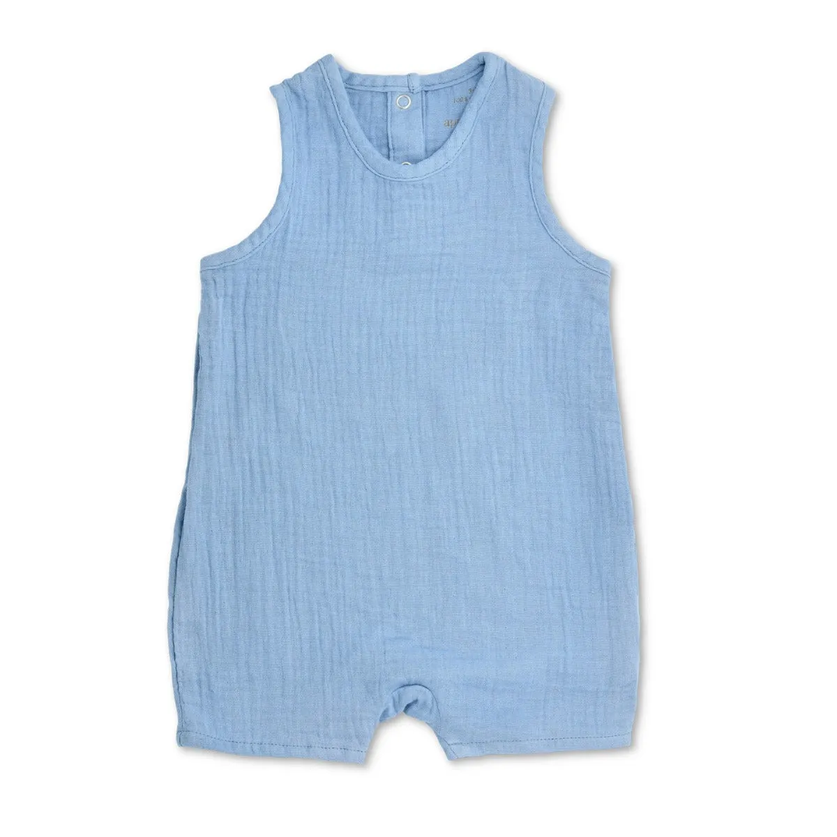 Muslin Sleeveless Coverall - Blue