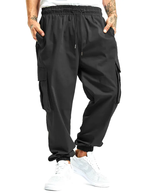 New Men's Overalls Drawstring Multi-Pocket Outdoor Thin Casual Pants