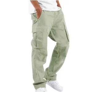 New Style Men's Overalls Drawstring Multi Pocket Casual Trousers