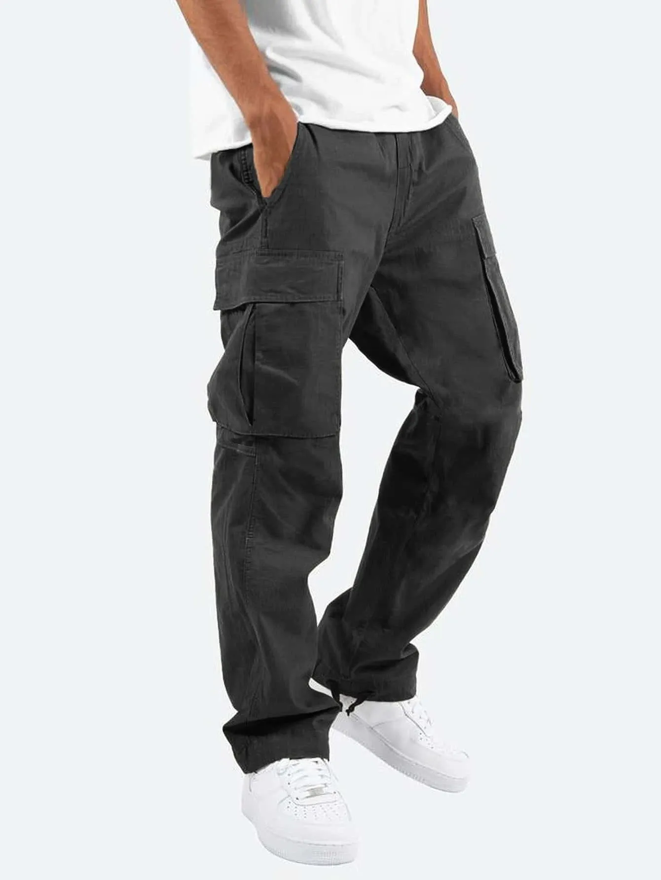 New Style Men's Overalls Drawstring Multi Pocket Casual Trousers