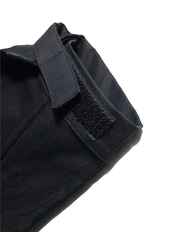 Original Black Pocket Zipper Split-Joint Overalls Pants