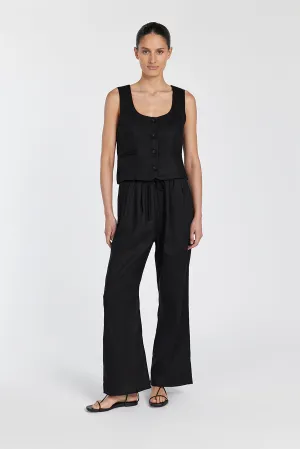 OSCAR BLACK SCOOP NECK LINEN VEST