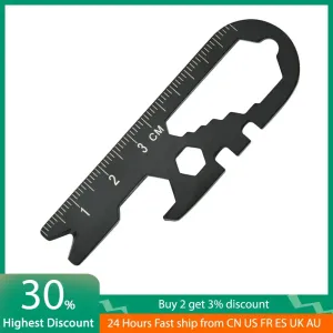 Outdoor Tools Steel Pocket EDC Gear Multi Tool Keychain Keyring Pry Crowbar Bottle Opener Wrench Screwdriver Gadget Tool