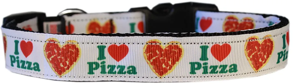 Pizza Party Nylon Dog Collar Lg