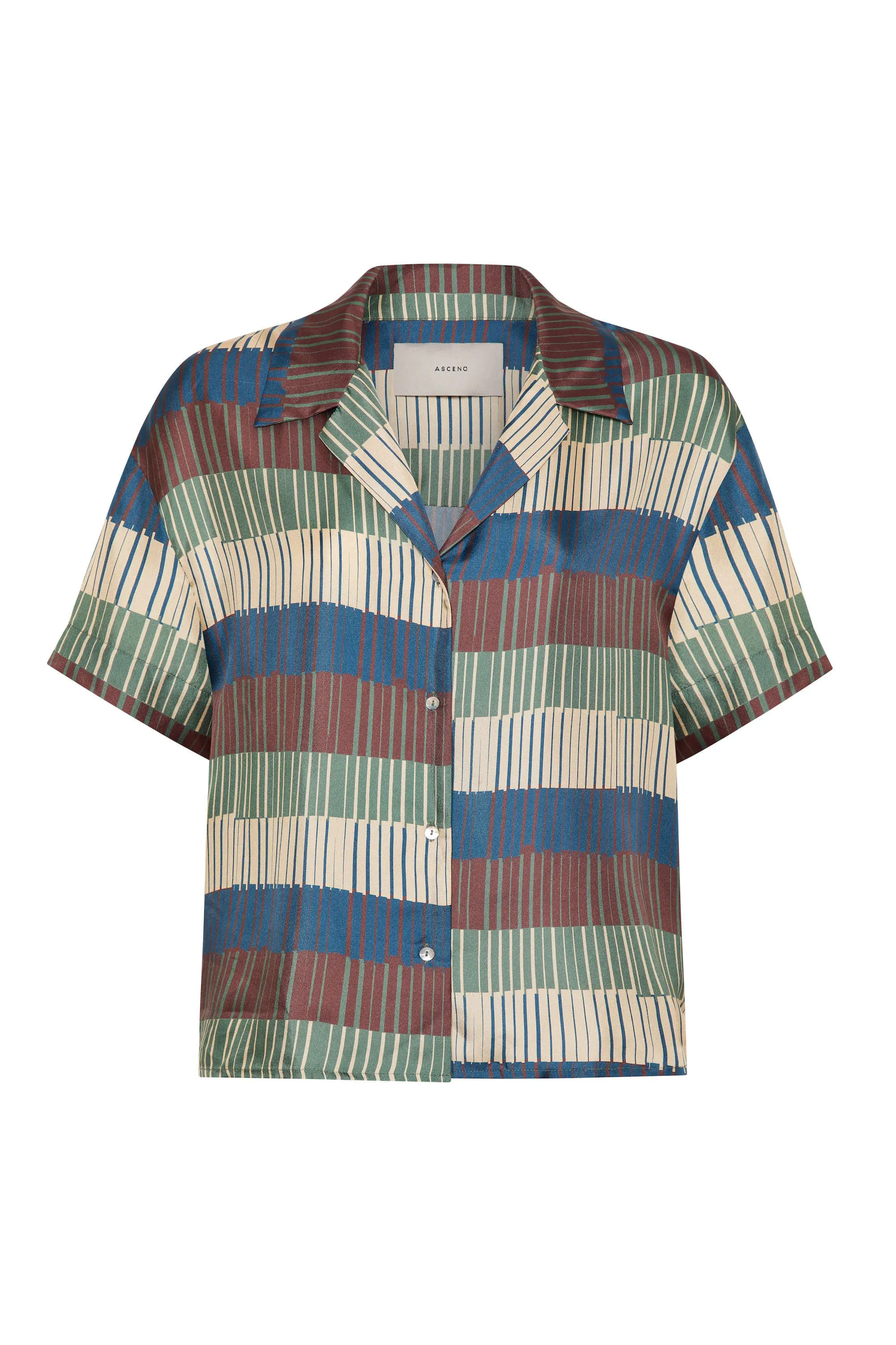 Prague Shirt Multi Tile Stripe Silk Twill