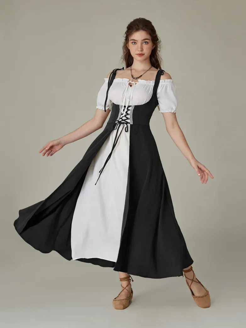 Renaissance Overdress Lace-up Cover-up Dress with Pocket