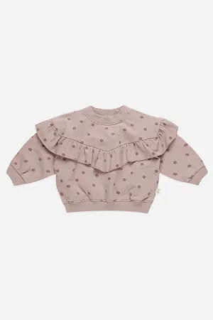 Ruffle Fleece Sweatshirt (Polka Dots)