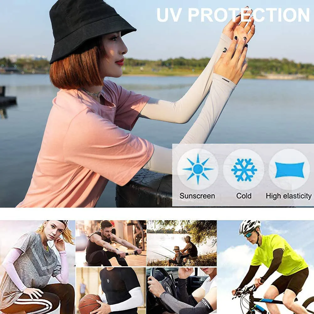 Sidiou Group Anniou UPF 50  Sunscreen Cuff Sleeve for Men Women Breathable Anti UV Sun Protection Ice Silk Sleeves Warmer Cooling Arm Cover