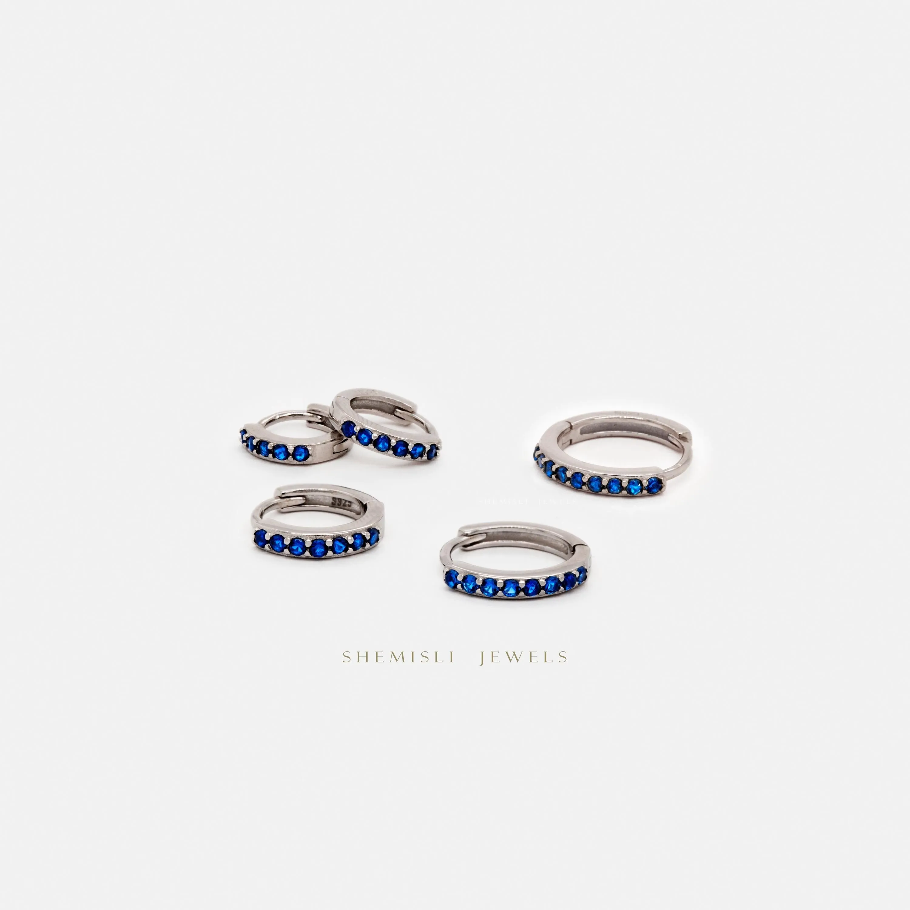 Simple Sapphire CZ Conch Hoop Earrings, Huggies, Unisex, Gold, Silver SHEMISLI SH368, SH369, SH370