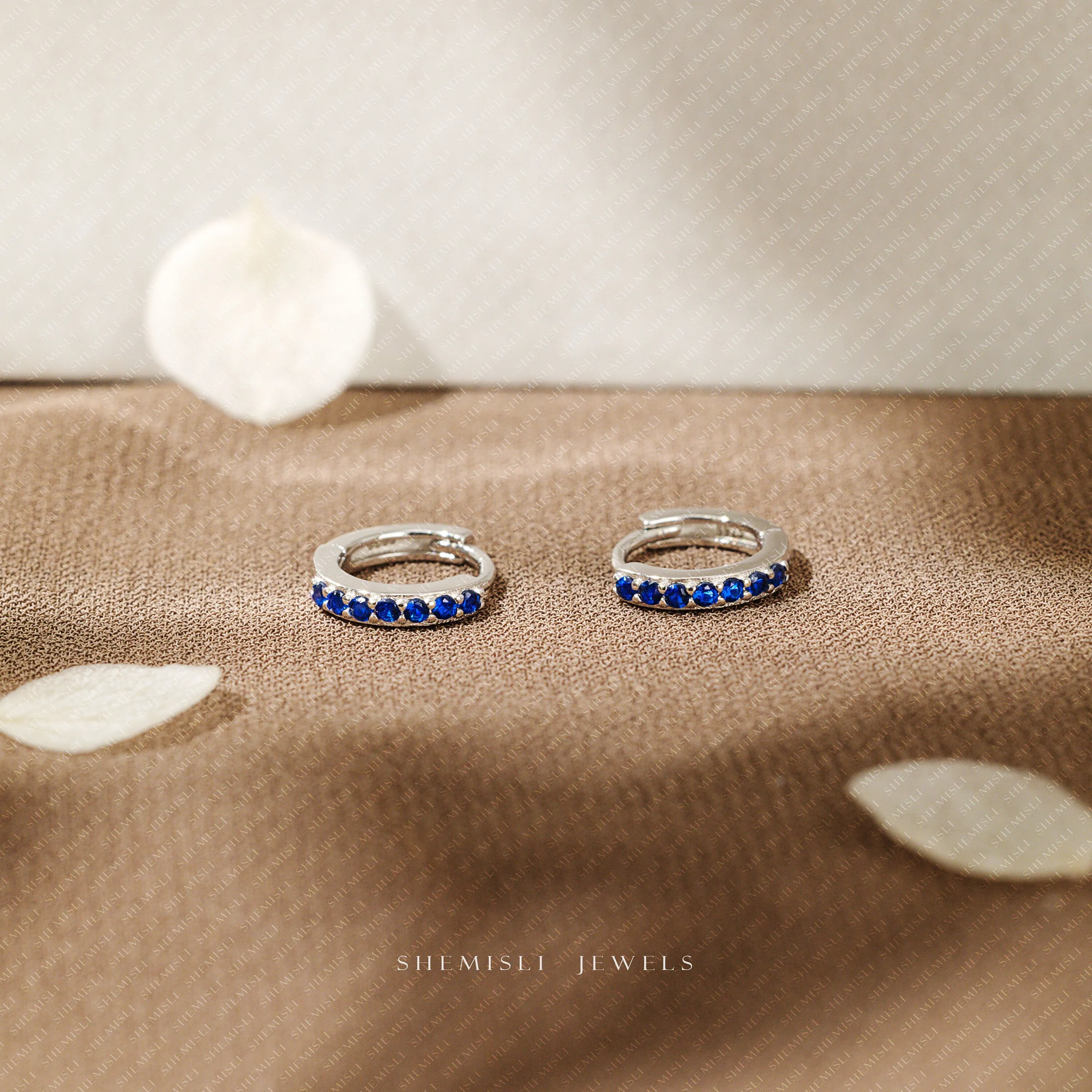 Simple Sapphire CZ Conch Hoop Earrings, Huggies, Unisex, Gold, Silver SHEMISLI SH368, SH369, SH370