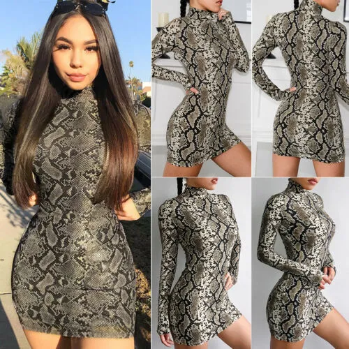 Snake Print Party Mini Dress