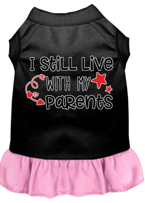 Still Live With My Parents Screen Print Dog Dress Black With Light Pink Lg (14)