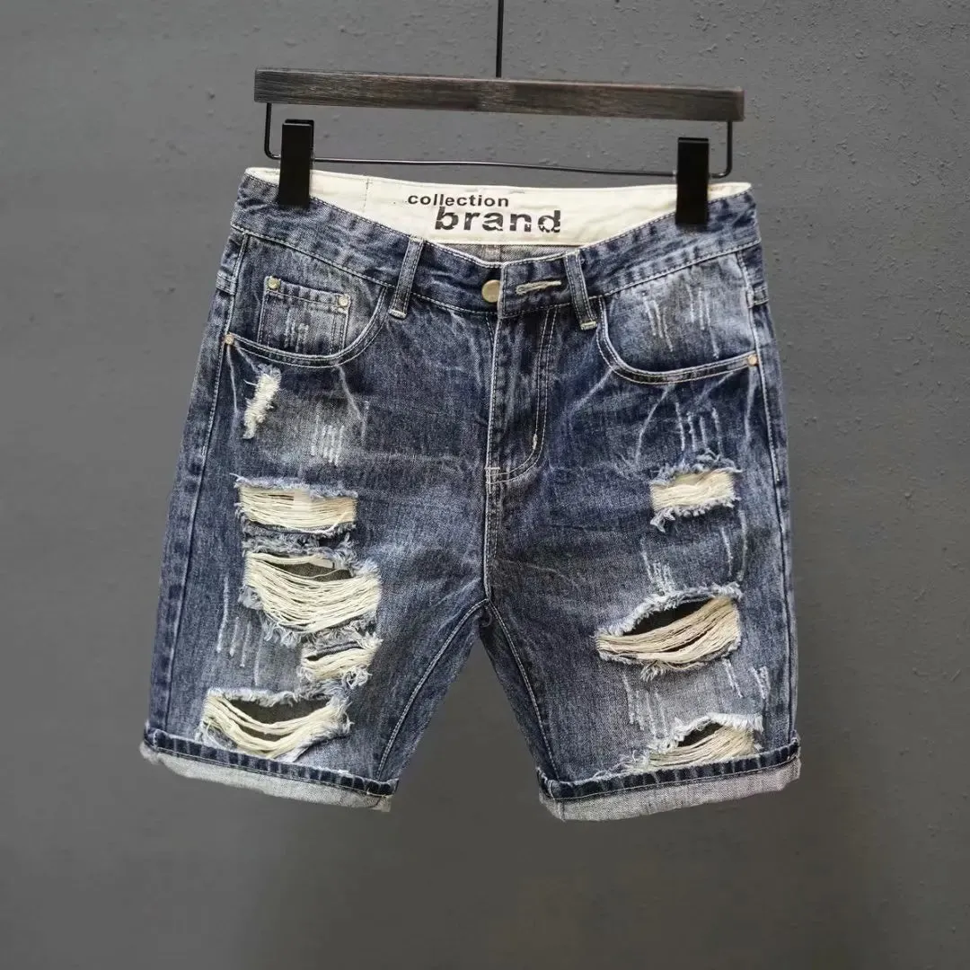 Summer Men's Fashion Straight Loose Denim Shorts Fashion Streetwear Jeans