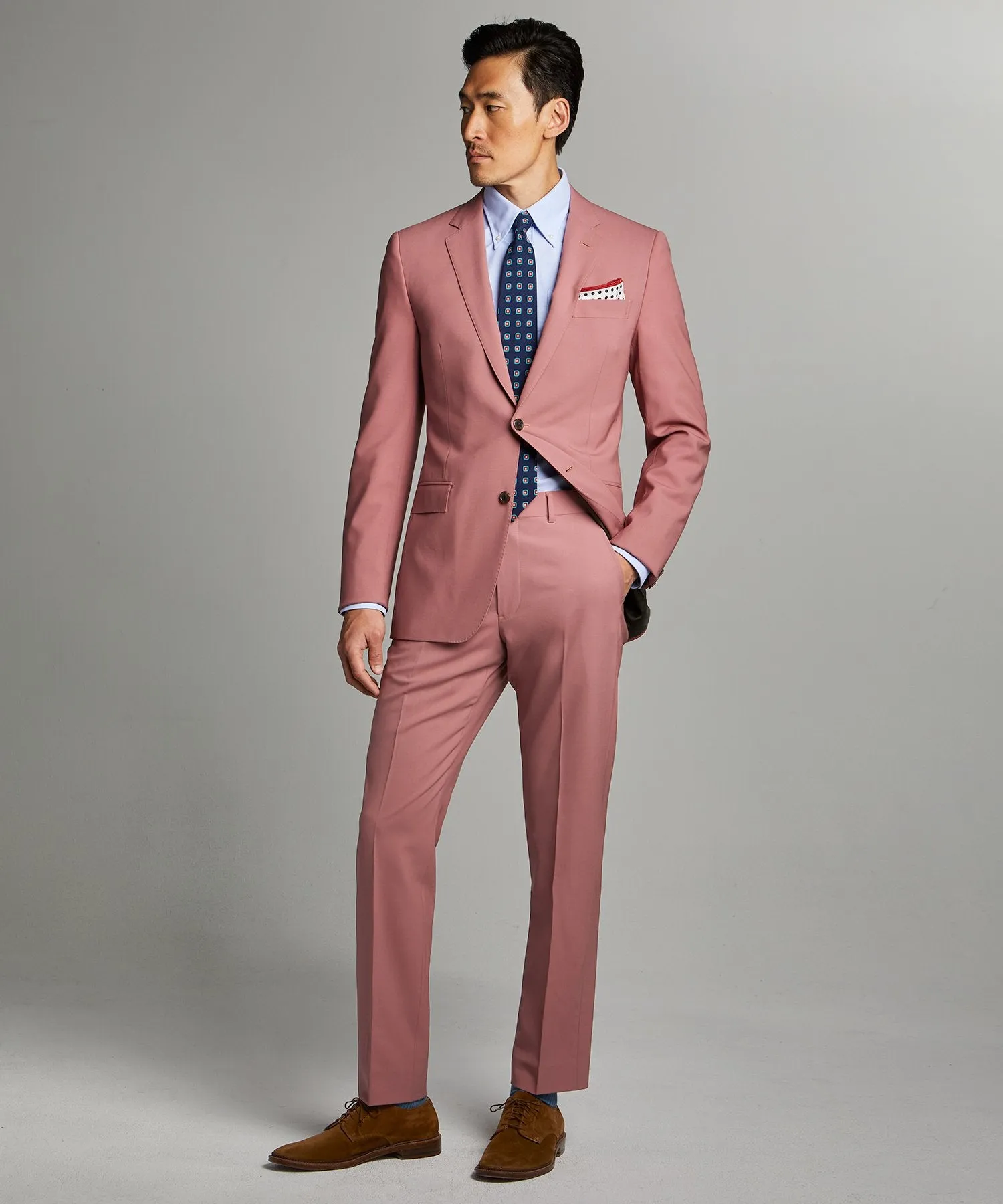 Sutton Wool Gabardine Suit in Mauve