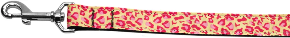 Tan And Pink Leopard Nylon Dog Leash 5-8 Inch Wide 6ft Long