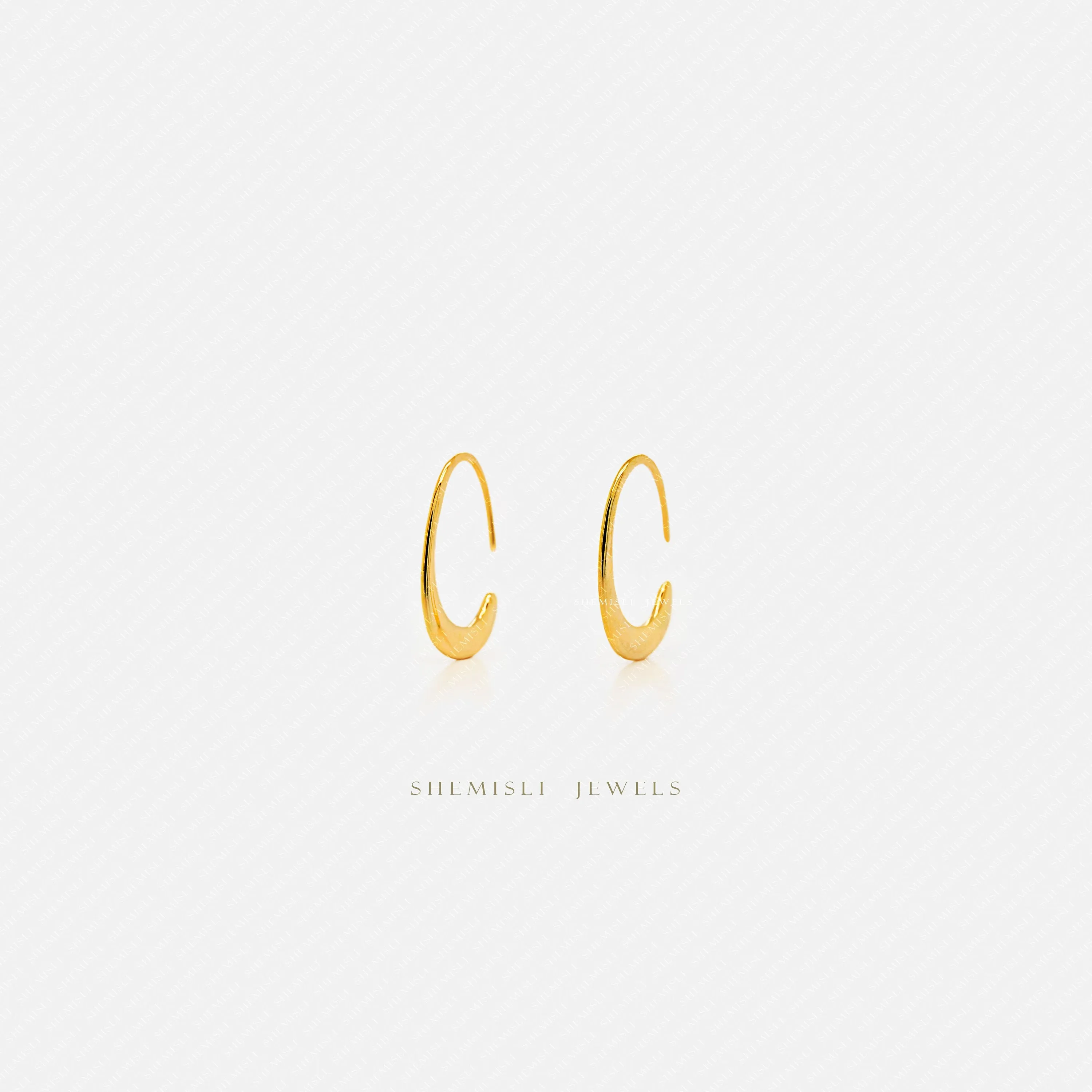 Thin C Shape Stud Earrings, Unisex, Gold, Silver - SS452 NOBKG