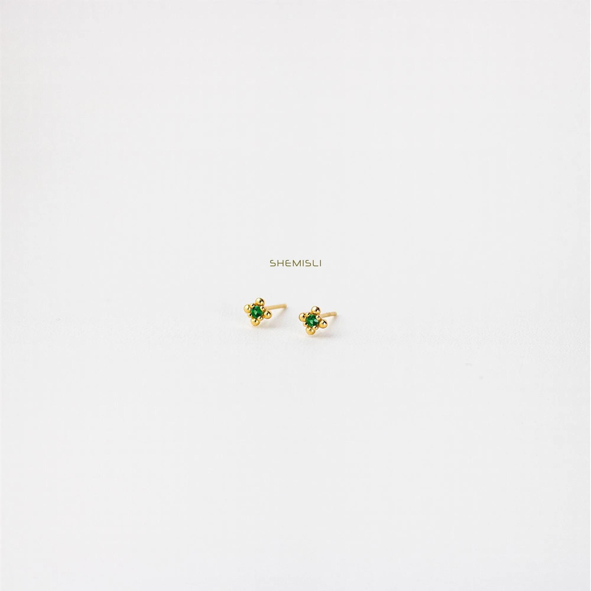 Tiny Beaded Studs, White, Emerald, Turquoise, Sapphire, Black, Opal, Unisex, Gold, Silver SHEMISLI SS297, SS024, SS298, SS299, SS300, SS301