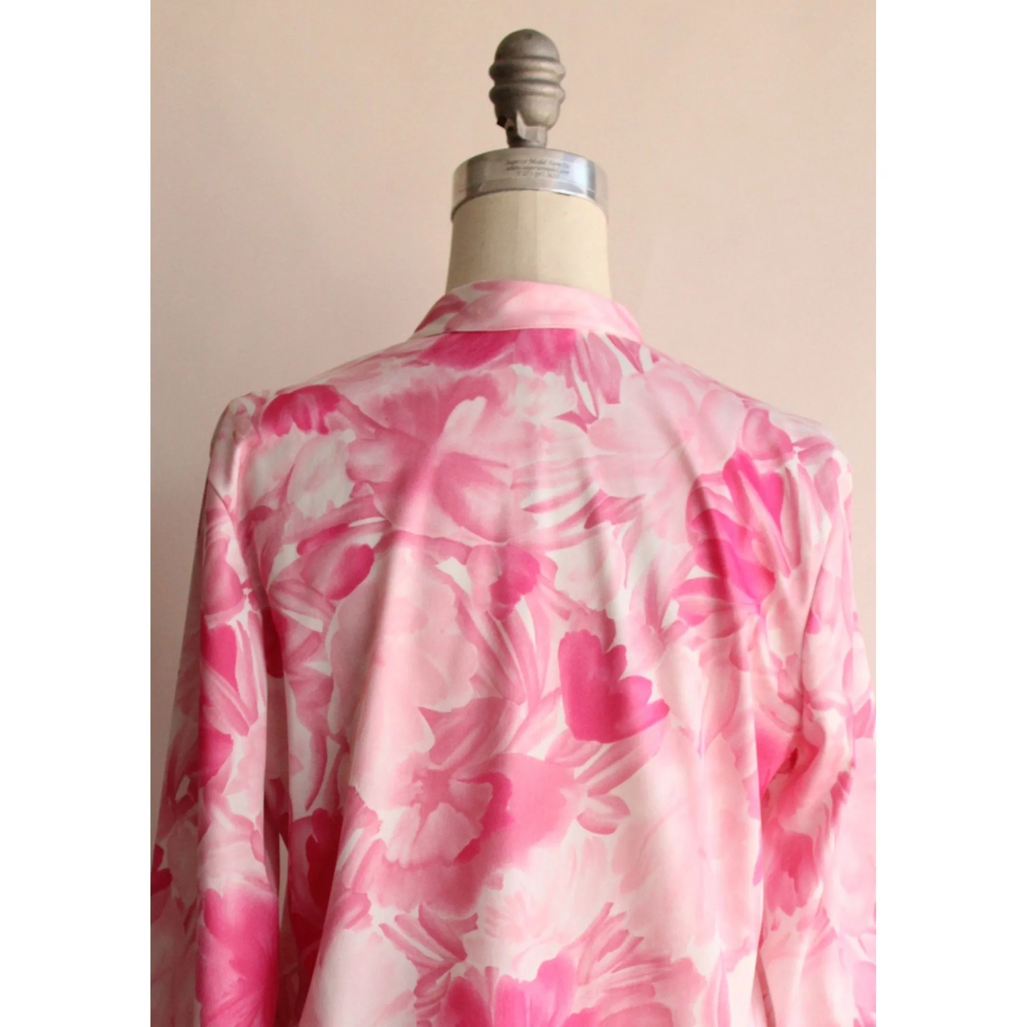 Vintage 1960s Ro-Vel Pink And White Floral Print Top