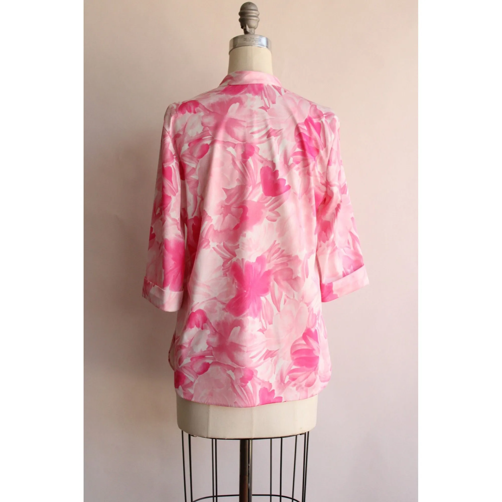 Vintage 1960s Ro-Vel Pink And White Floral Print Top