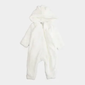 White Teddy Fleeced Hooded Onesie