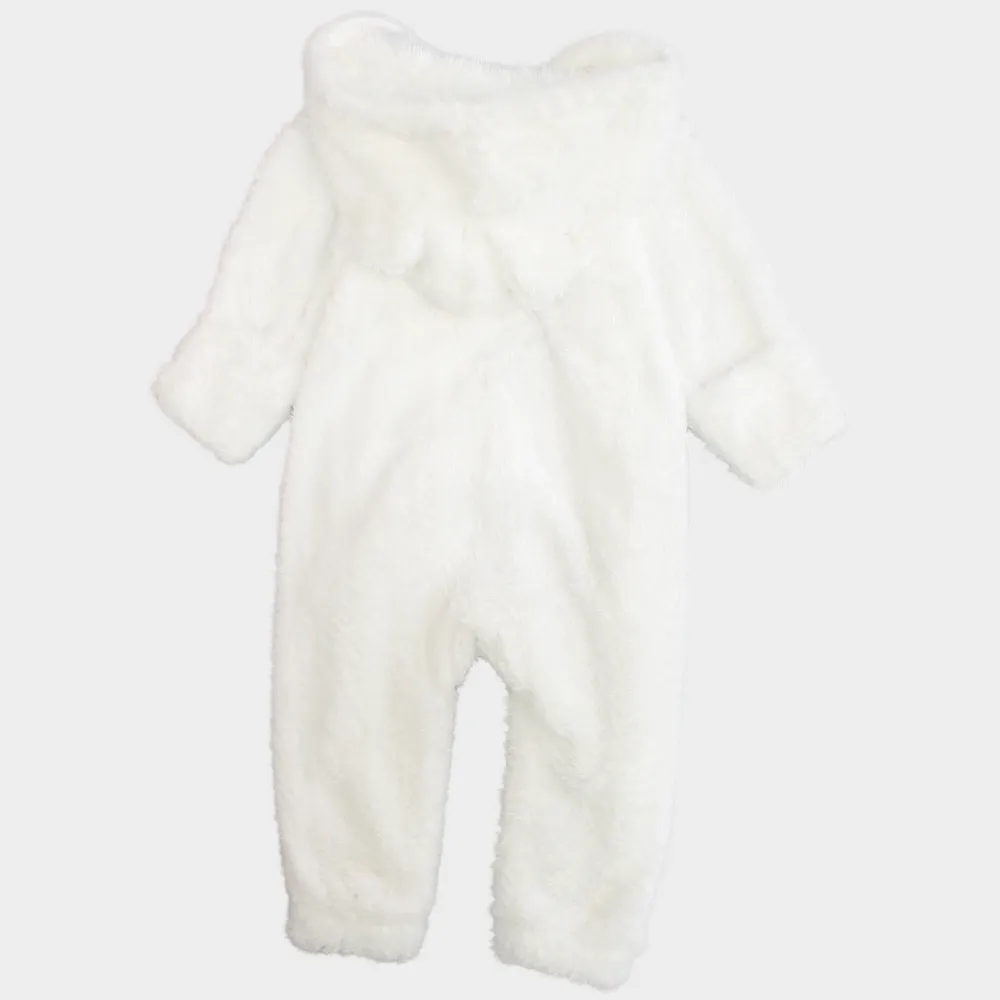 White Teddy Fleeced Hooded Onesie