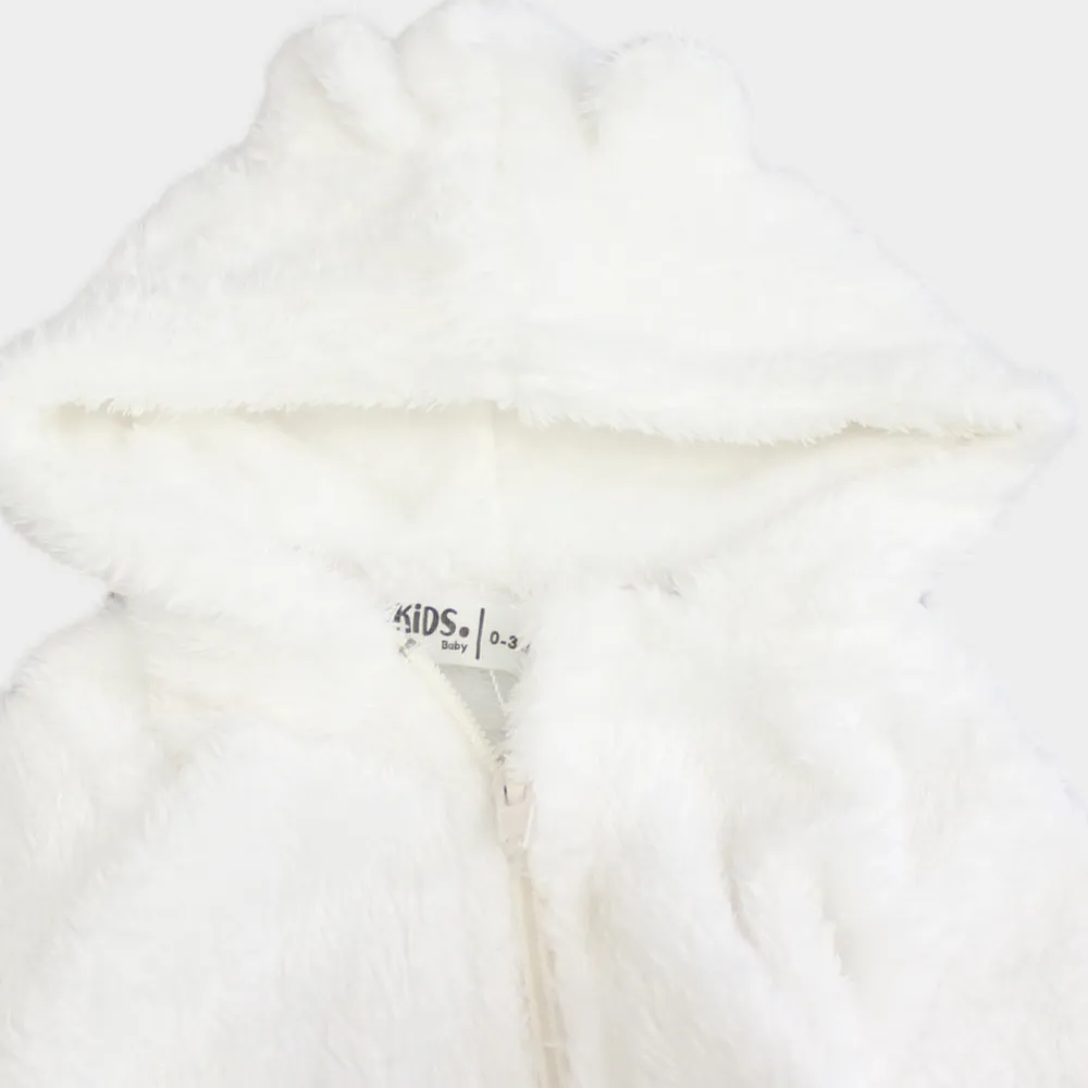 White Teddy Fleeced Hooded Onesie