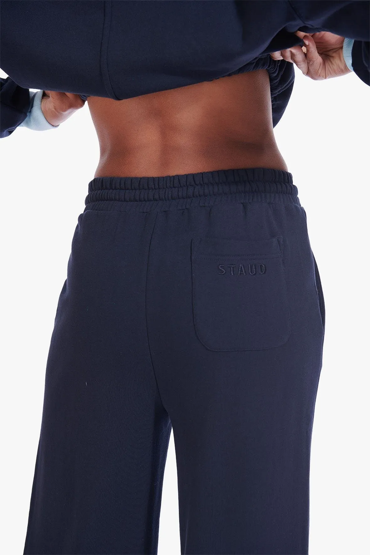 WIDE LEG CROPPED SWEATPANTS | DEEP SEA