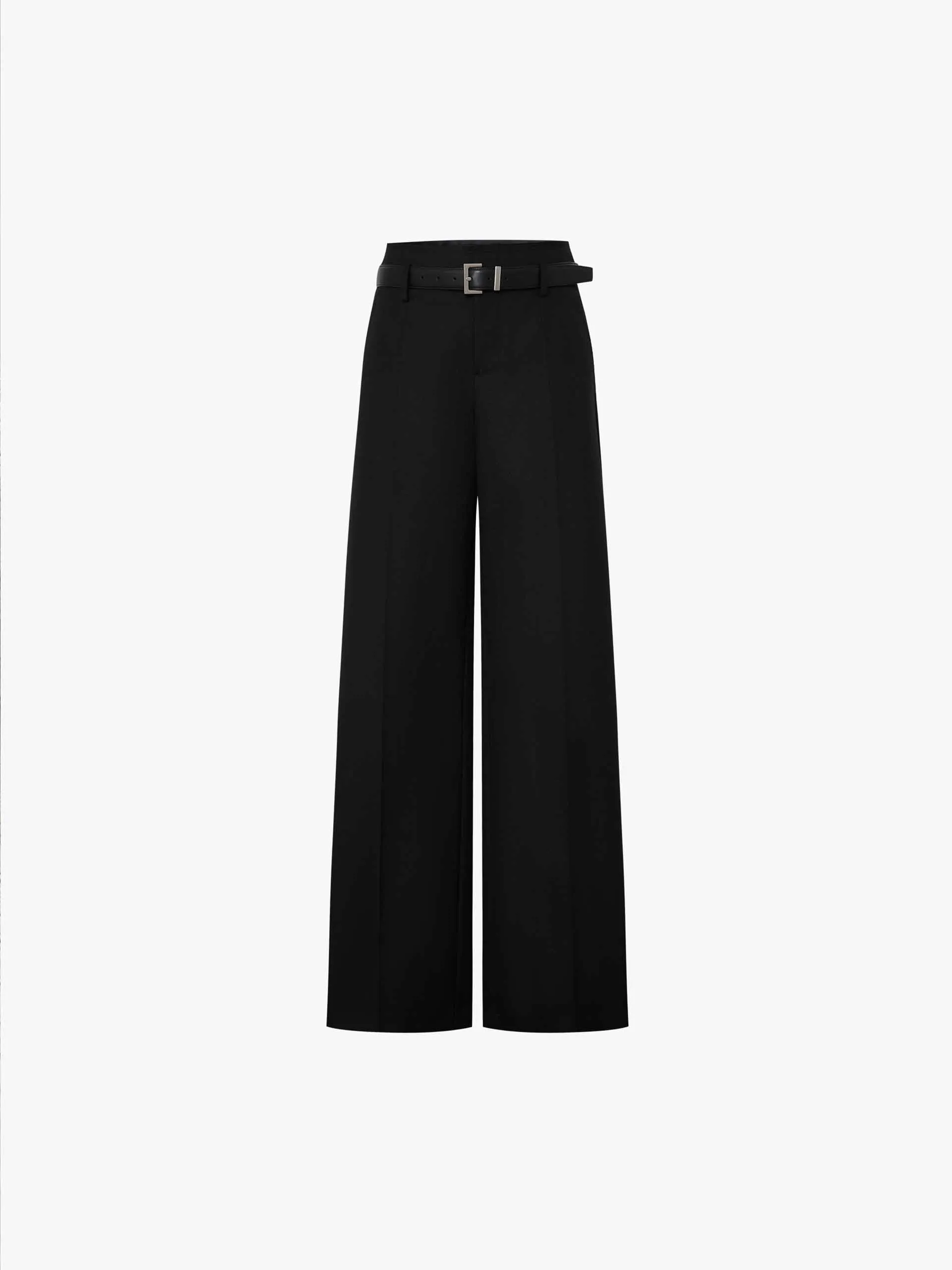 Wool Blend Belted Pants