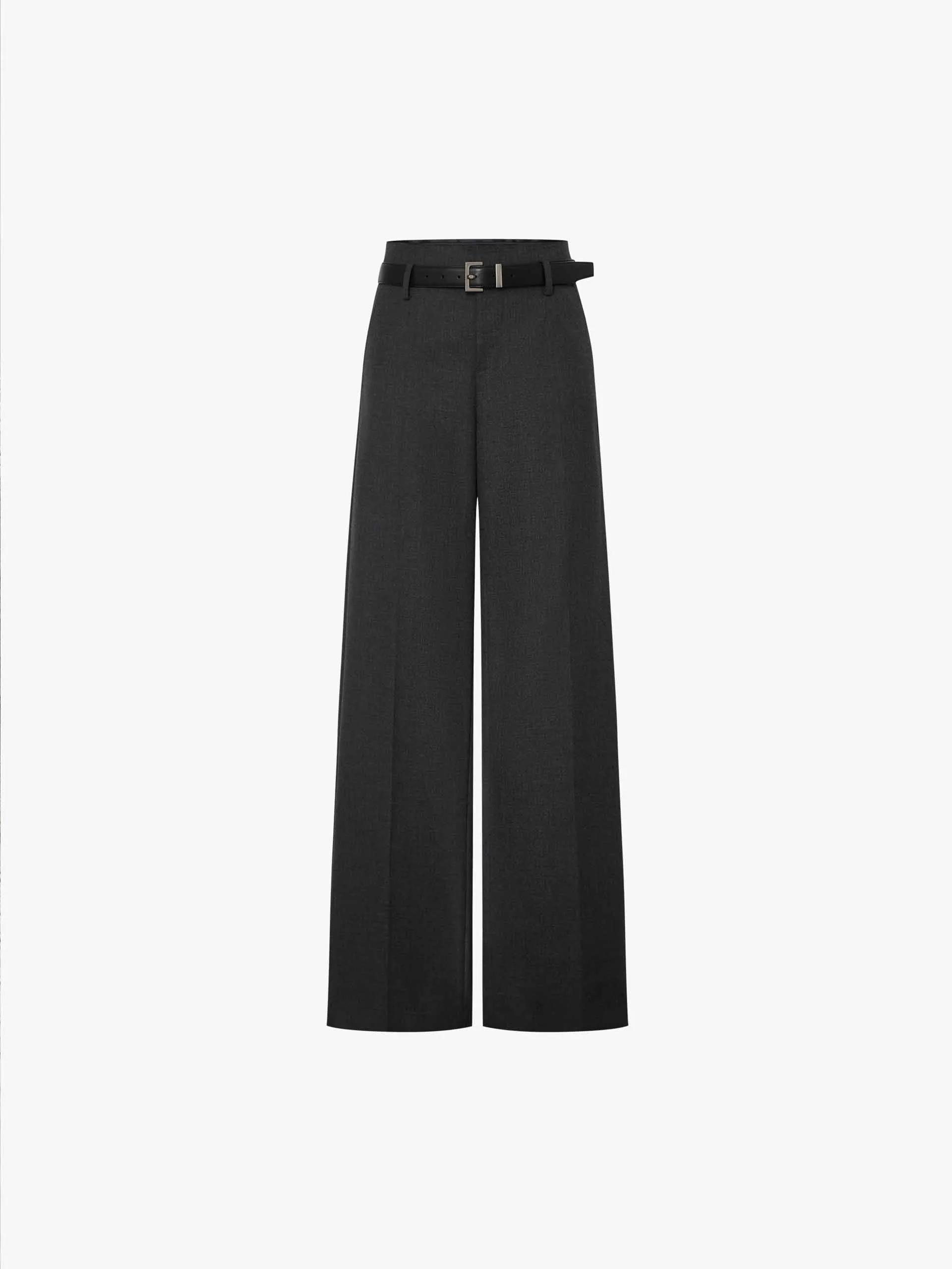 Wool Blend Belted Pants