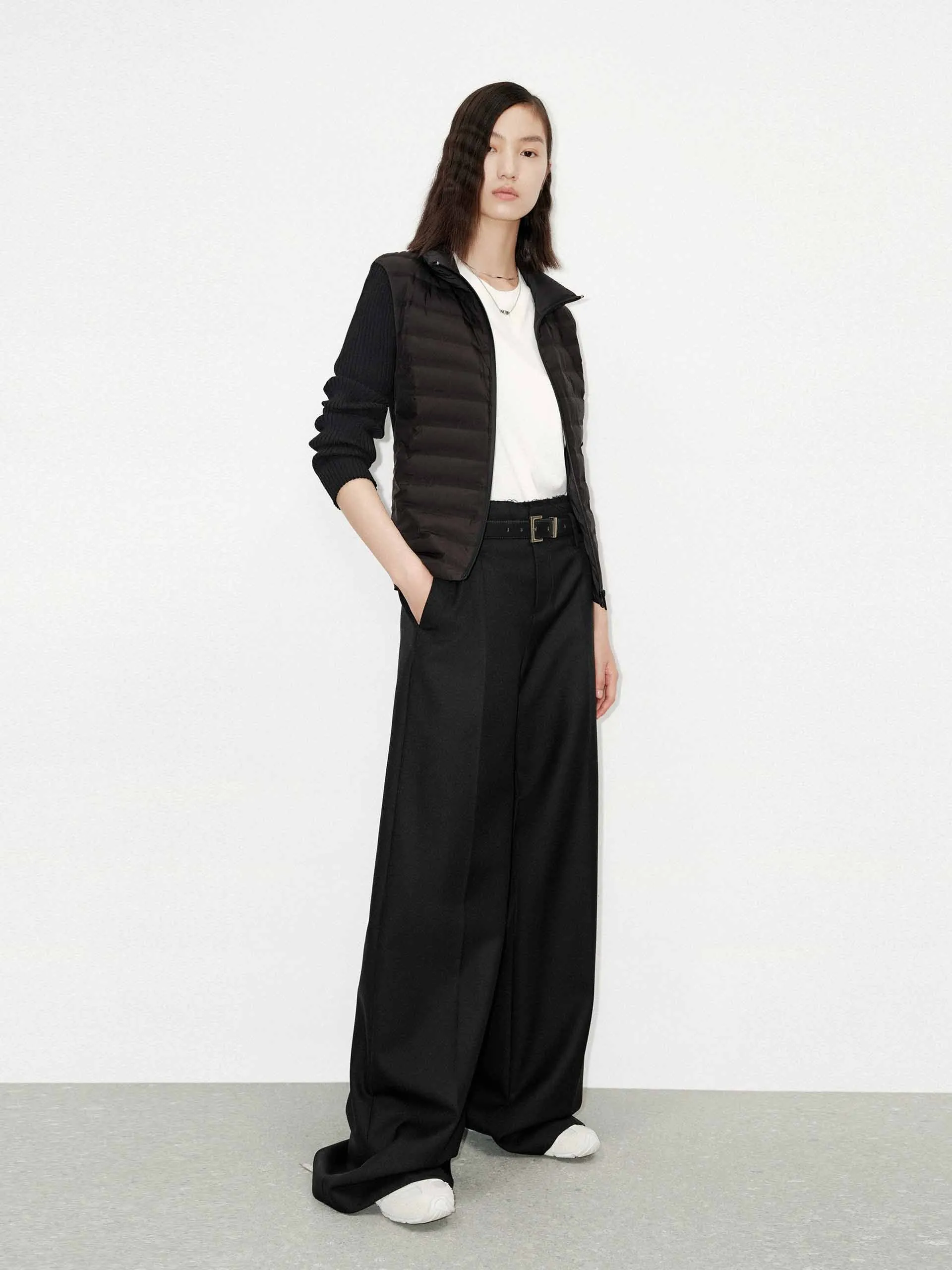 Wool Blend Belted Pants