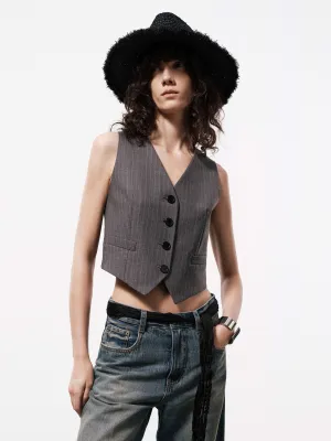 Wool Blend Belted Waistcoat