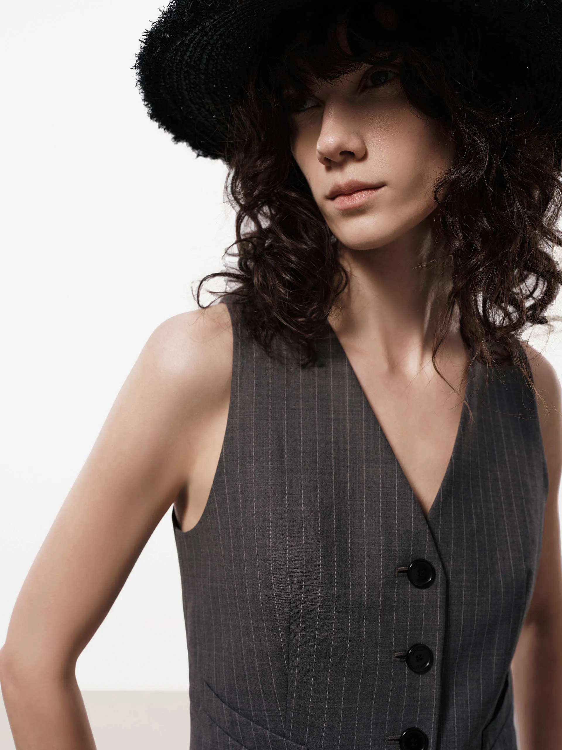 Wool Blend Belted Waistcoat