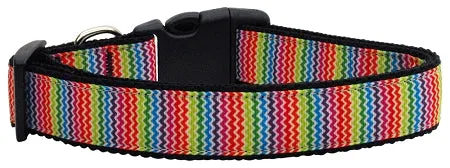 Zigzaggy Rainbow Nylon Dog Collar Xs